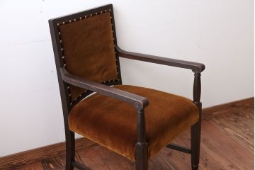 アンティーク家具　大正ロマン　ラグジュアリーな古いナラ材のアームチェア