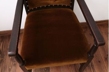 アンティーク家具　大正ロマン　ラグジュアリーな古いナラ材のアームチェア