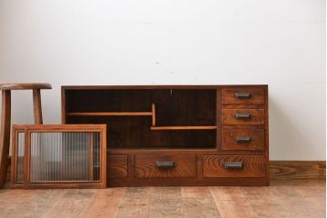 アンティーク家具　古民具・骨董　前面欅材!上質で高級な和製アンティークローボード