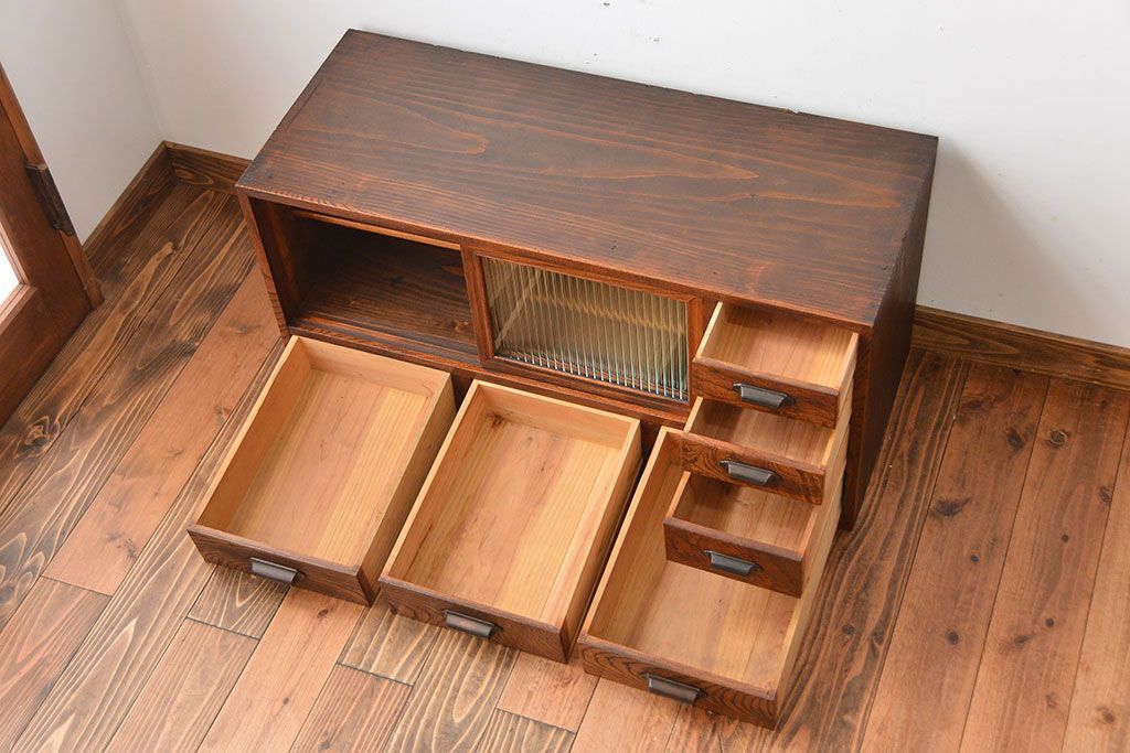 アンティーク家具　古民具・骨董　前面欅材!上質で高級な和製アンティークローボード