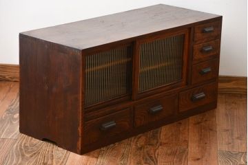 アンティーク家具　古民具・骨董　前面欅材!上質で高級な和製アンティークローボード