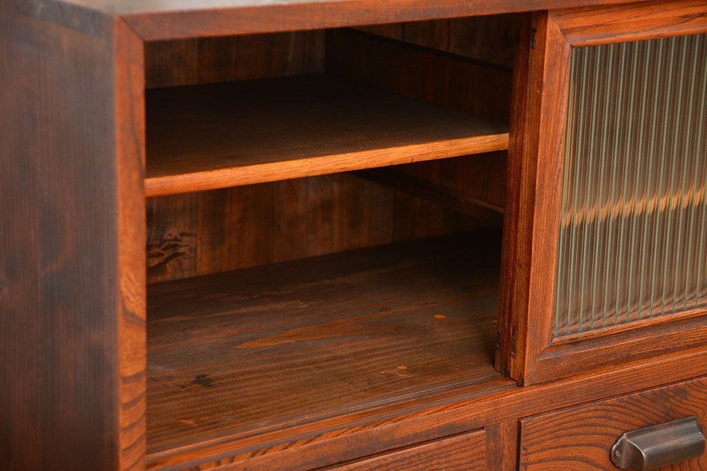 アンティーク家具　古民具・骨董　前面欅材!上質で高級な和製アンティークローボード