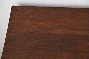 アンティーク家具　アンティーク　古いカバ材とナラ材の味わい深い片袖机