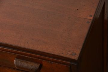 アンティーク家具　アンティーク　古いカバ材とナラ材の味わい深い片袖机