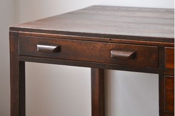 レトロ家具　昭和レトロ　古い木製のシンプルなアンティークデスク(片袖机)