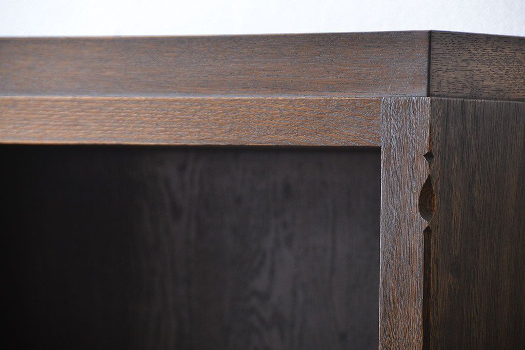 中古　高級品!永田良介商店製　面取りガラス収納棚付き本棚(飾り棚)(定価約58万円)