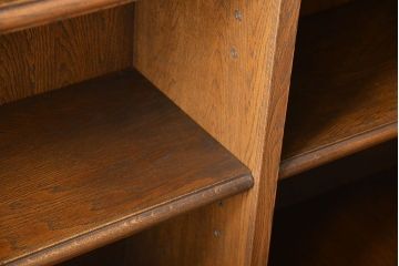 中古　高級品!永田良介商店製　面取りガラス収納棚付き本棚(飾り棚)(定価約58万円)