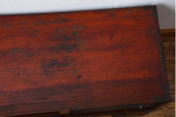 アンティーク家具　古民具・骨董　モールガラス入り!前面欅材の丸金具時代箪笥ローボード