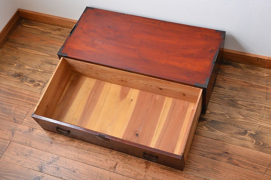 アンティーク家具　古民具・骨董　欅材!丸金具の時代箪笥テレビボード(ローボード)