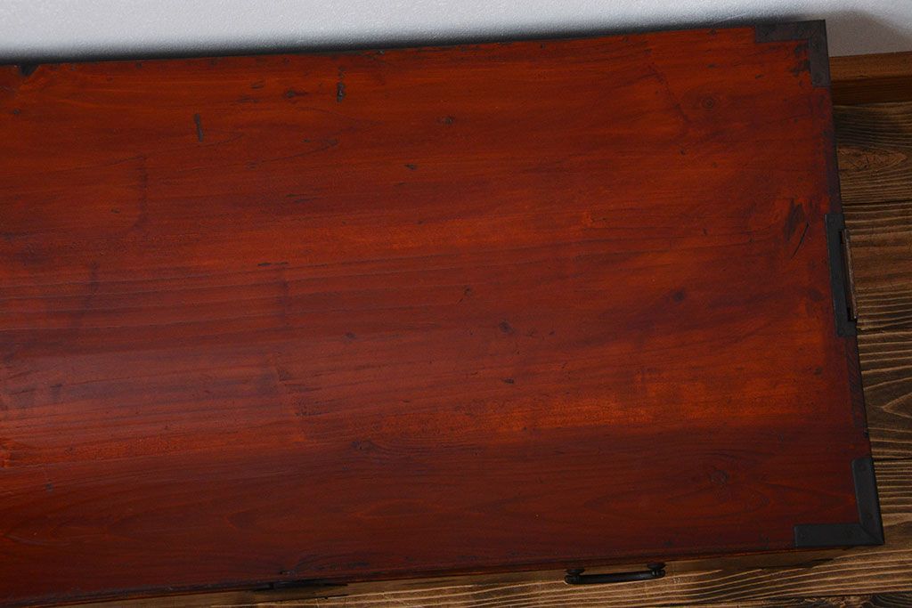 アンティーク家具　古民具・骨董　欅材!丸金具の時代箪笥テレビボード(ローボード)