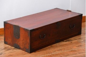 アンティーク家具　古民具・骨董　欅材!丸金具の時代箪笥テレビボード(ローボード)