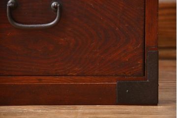 アンティーク家具　古民具・骨董　欅材!丸金具の時代箪笥テレビボード(ローボード)