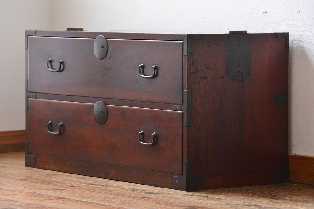 【専用】骨董　アンティーク家具　古民具　脚付き時代箪笥テレビボード 7krk23.jpg