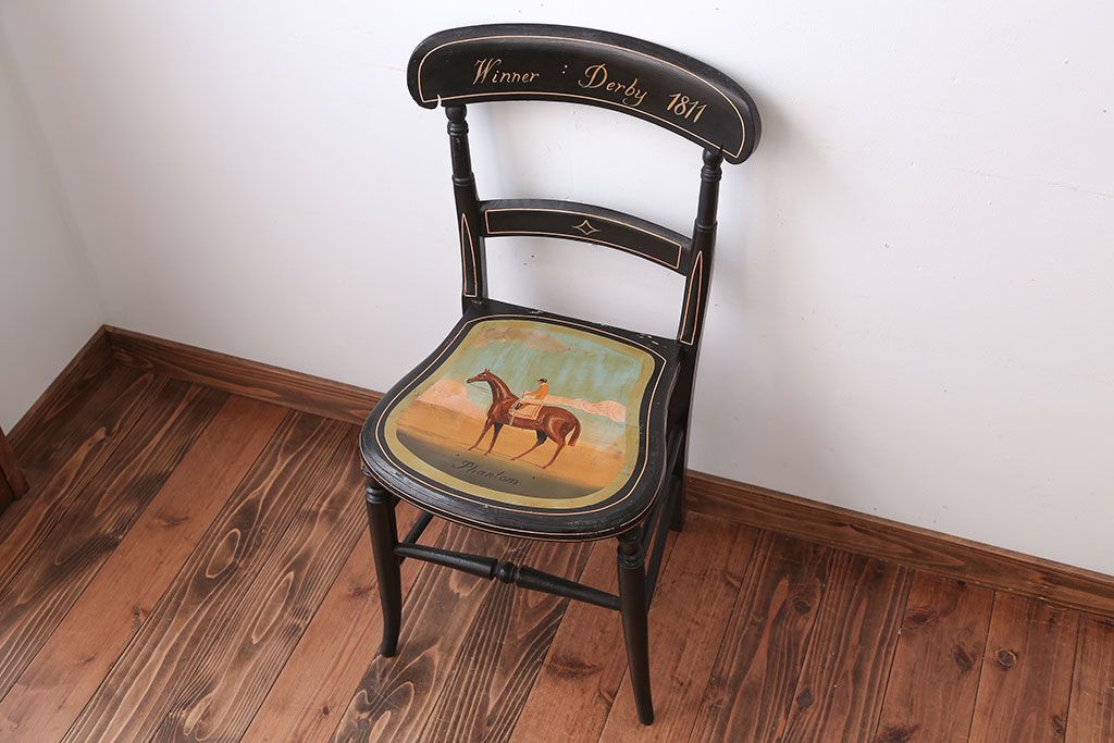 アンティーク家具　アンティーク　おしゃれで小ぶりなトールペイントチェア(1)