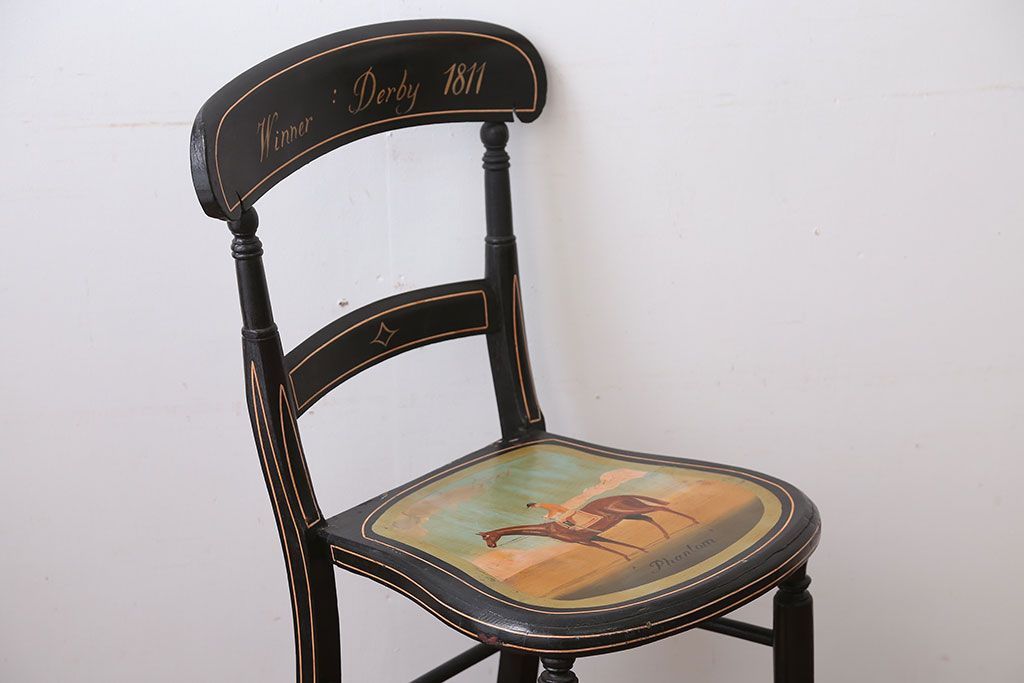 アンティーク家具　アンティーク　おしゃれで小ぶりなトールペイントチェア(1)