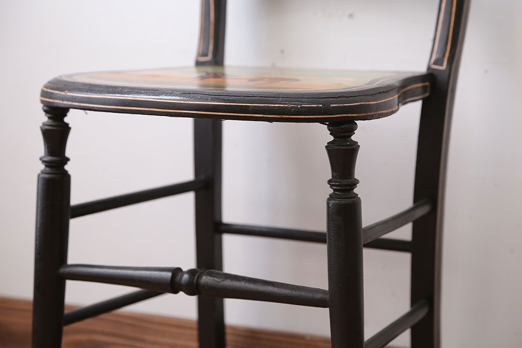 アンティーク家具　アンティーク　おしゃれで小ぶりなトールペイントチェア(1)