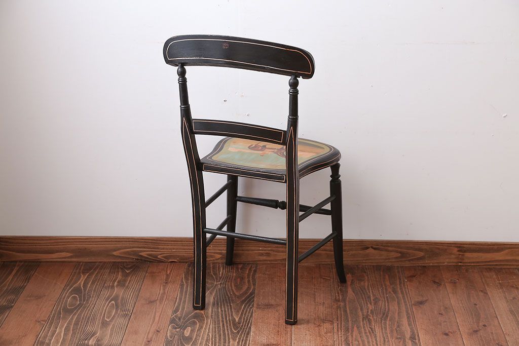 アンティーク家具　アンティーク　おしゃれで小ぶりなトールペイントチェア(1)