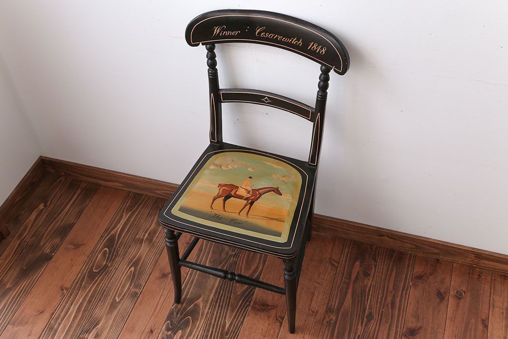 アンティーク家具　アンティーク　おしゃれで小ぶりなトールペイントチェア(2)