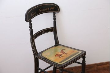 アンティーク家具　アンティーク　おしゃれで小ぶりなトールペイントチェア(2)