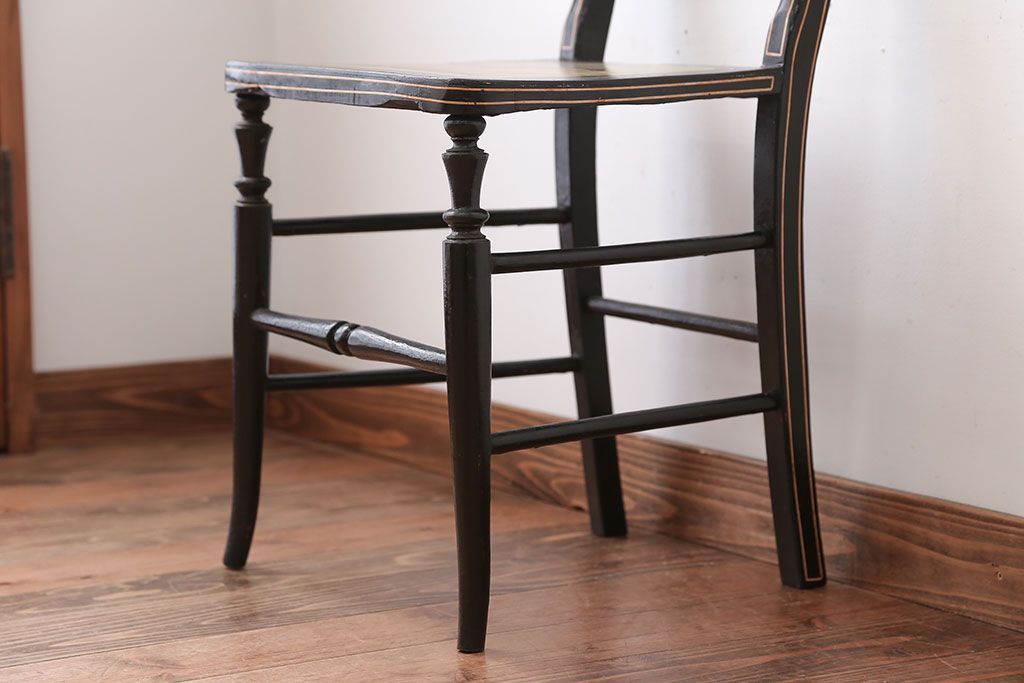 アンティーク家具　アンティーク　おしゃれで小ぶりなトールペイントチェア(2)