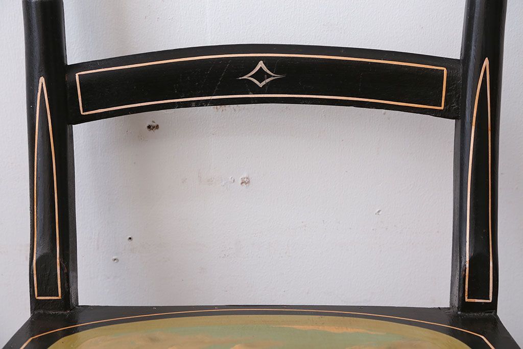 アンティーク家具　アンティーク　おしゃれで小ぶりなトールペイントチェア(2)