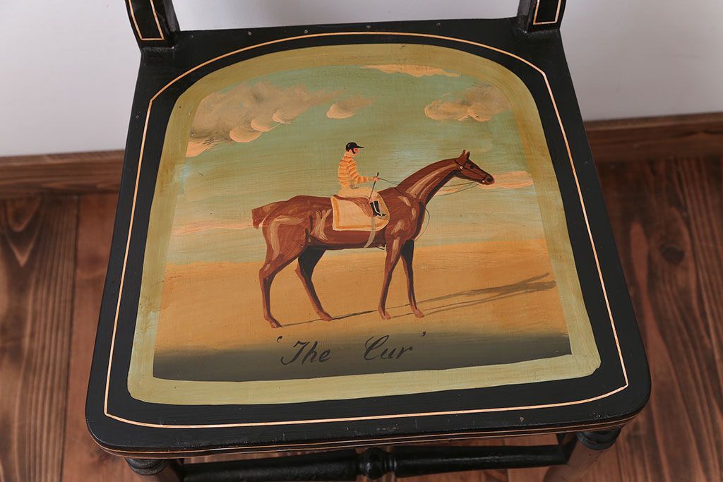 アンティーク家具　アンティーク　おしゃれで小ぶりなトールペイントチェア(2)