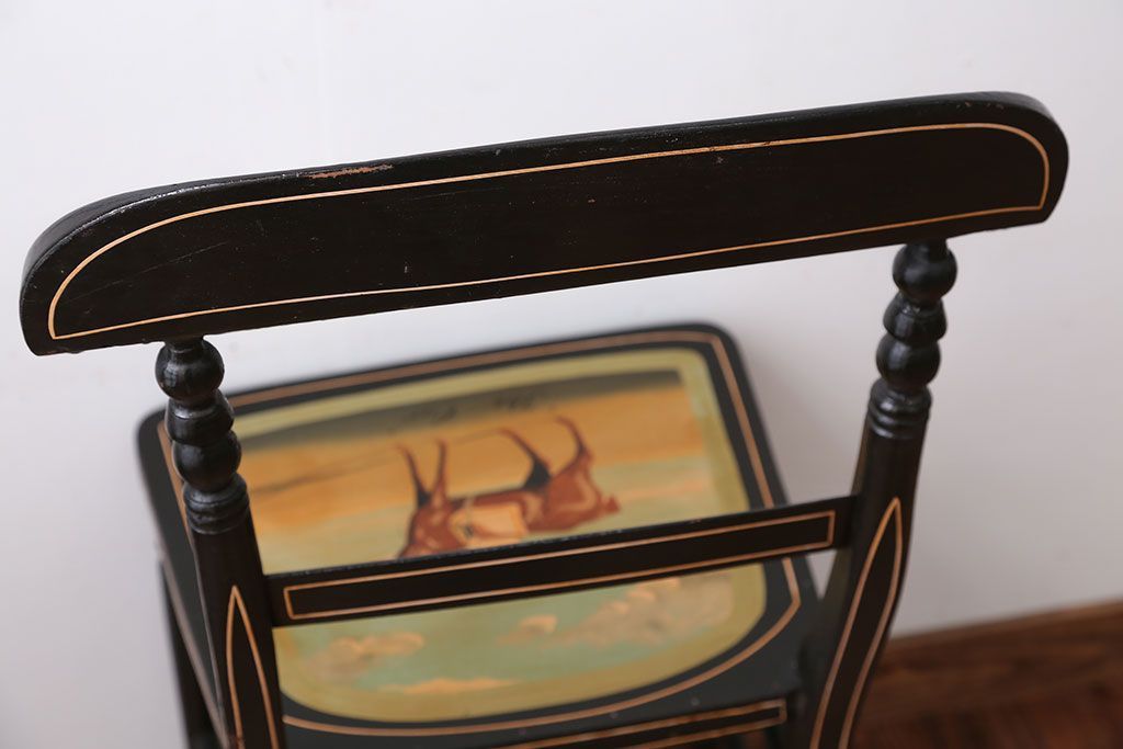 アンティーク家具　アンティーク　おしゃれで小ぶりなトールペイントチェア(2)