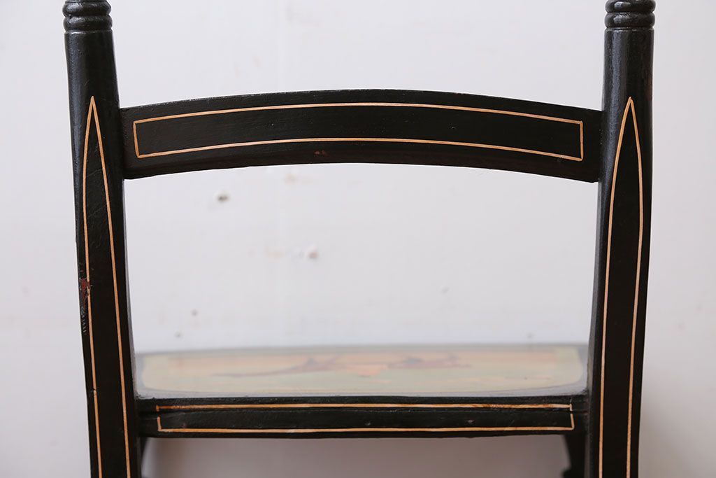 アンティーク家具　アンティーク　おしゃれで小ぶりなトールペイントチェア(2)