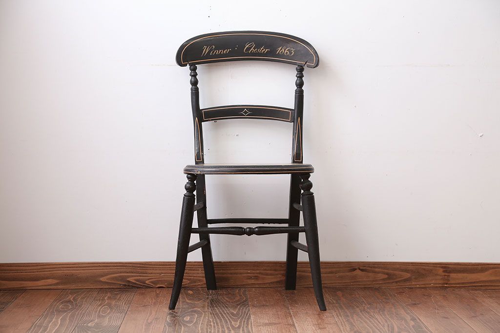 アンティーク家具　アンティーク　おしゃれで小ぶりなトールペイントチェア(3)