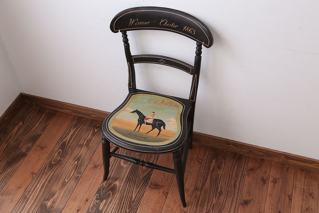 アンティーク家具　アンティーク　おしゃれで小ぶりなトールペイントチェア(3)