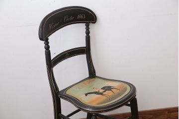 アンティーク家具　アンティーク　おしゃれで小ぶりなトールペイントチェア(3)