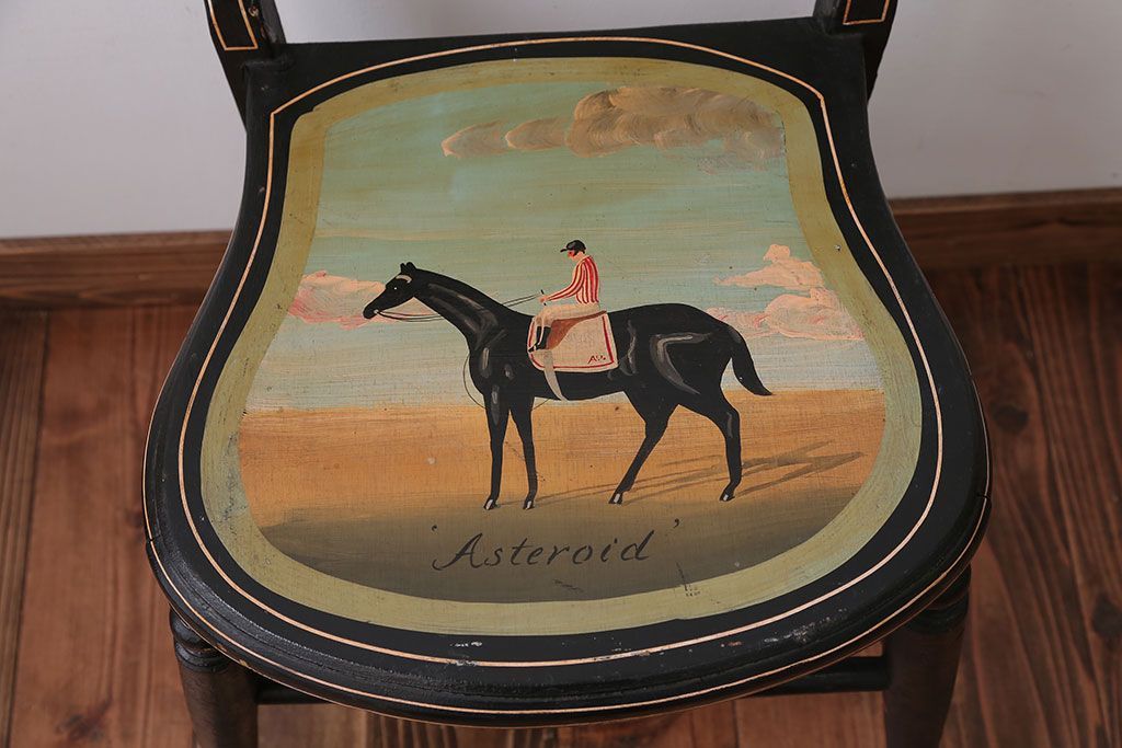 アンティーク家具　アンティーク　おしゃれで小ぶりなトールペイントチェア(3)