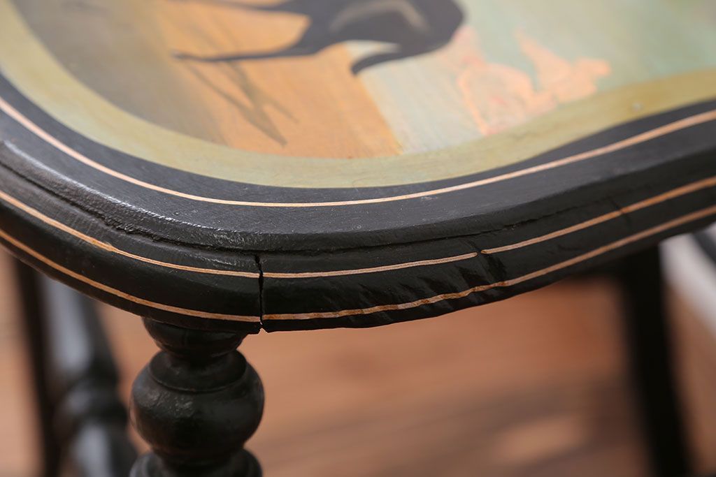 アンティーク家具　アンティーク　おしゃれで小ぶりなトールペイントチェア(3)