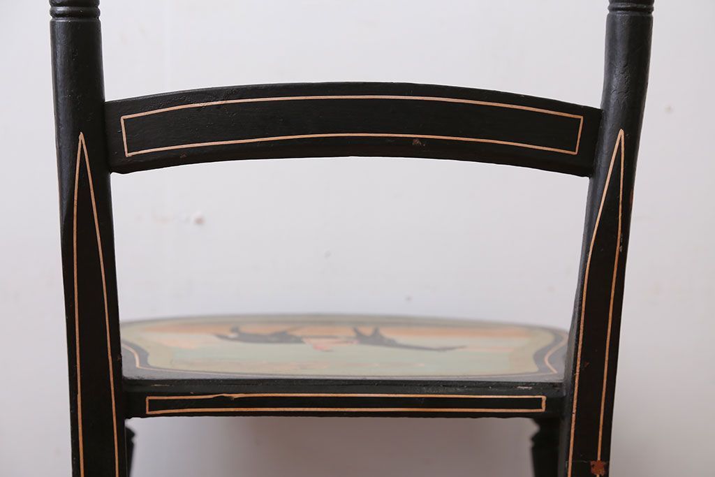 アンティーク家具　アンティーク　おしゃれで小ぶりなトールペイントチェア(3)