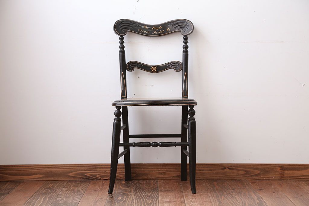 アンティーク家具　アンティーク　おしゃれで小ぶりなトールペイントチェア(4)