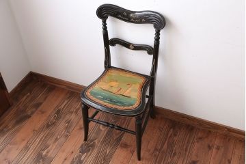 アンティーク家具　アンティーク　おしゃれで小ぶりなトールペイントチェア(4)