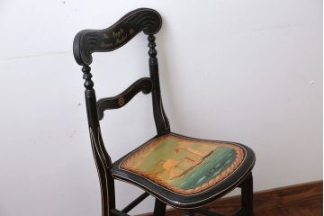 アンティーク家具　アンティーク　おしゃれで小ぶりなトールペイントチェア(4)
