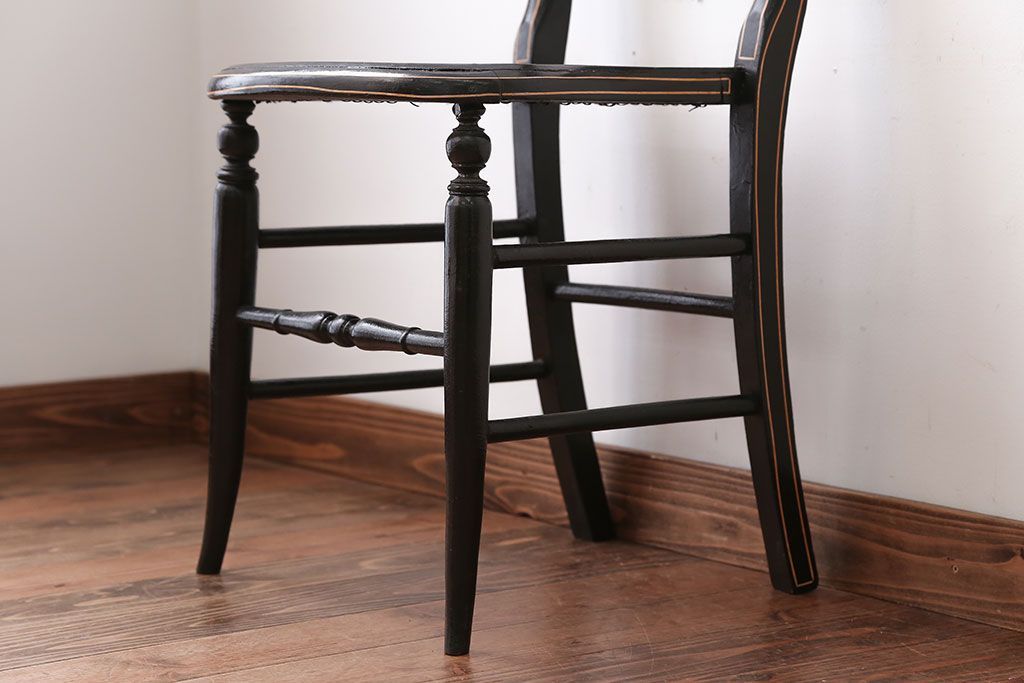 アンティーク家具　アンティーク　おしゃれで小ぶりなトールペイントチェア(4)