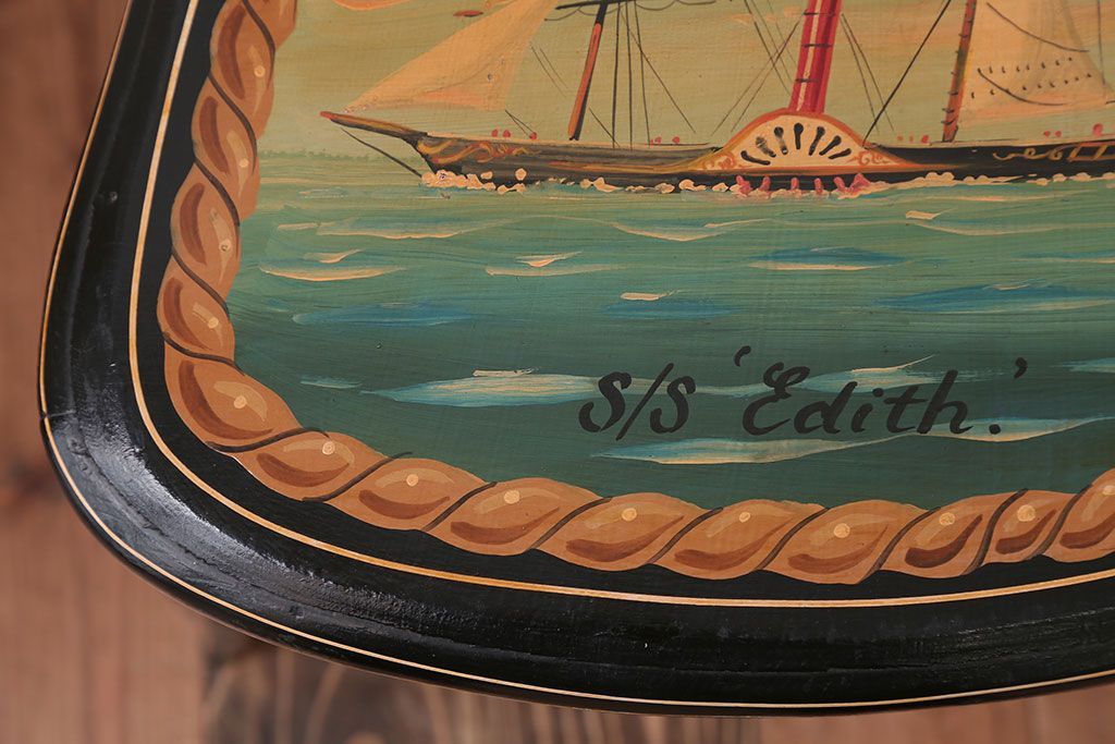 アンティーク家具　アンティーク　おしゃれで小ぶりなトールペイントチェア(4)