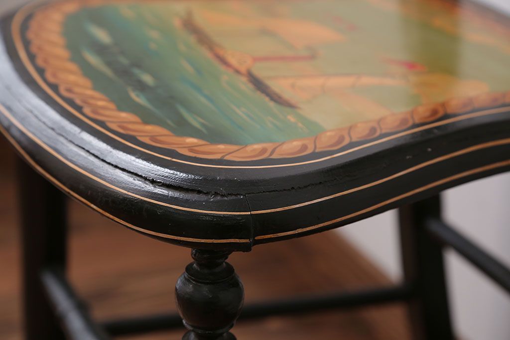 アンティーク家具　アンティーク　おしゃれで小ぶりなトールペイントチェア(4)