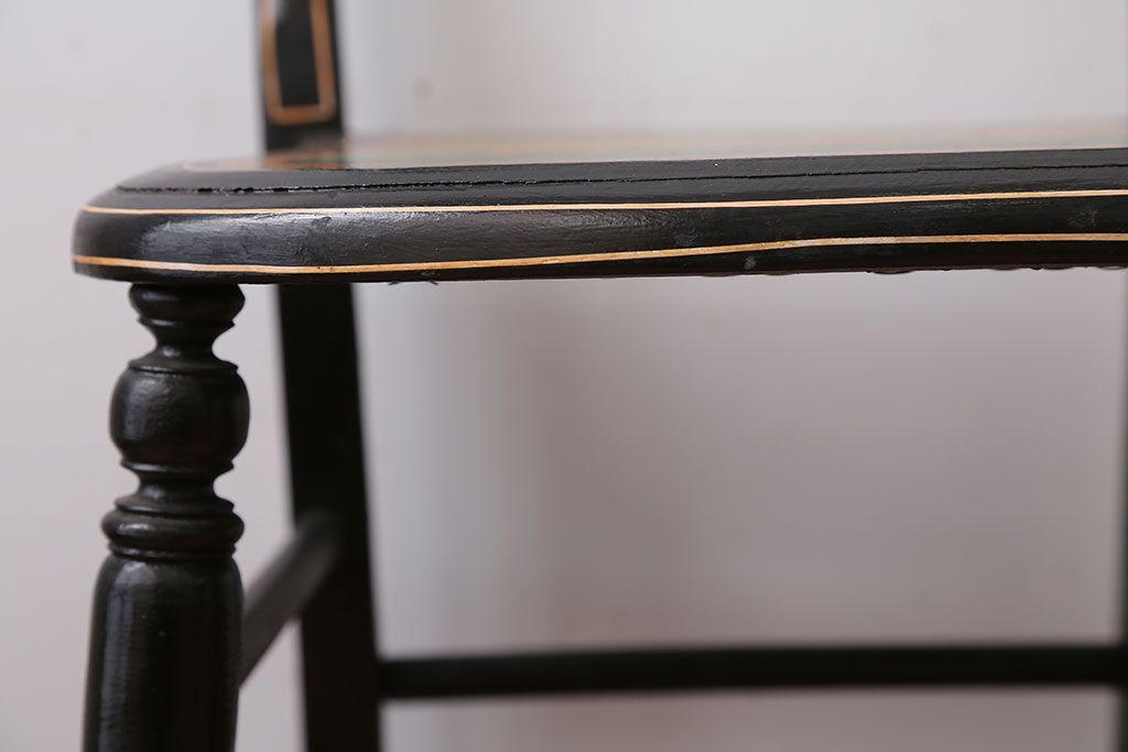 アンティーク家具　アンティーク　おしゃれで小ぶりなトールペイントチェア(4)