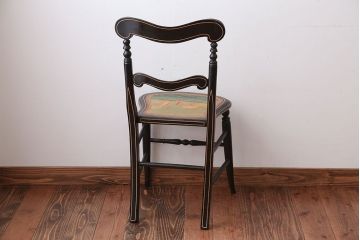 アンティーク家具　アンティーク　おしゃれで小ぶりなトールペイントチェア(4)