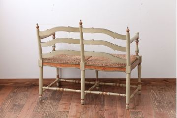 中古　フランス製　2人掛け用のおしゃれなラッシベンチ