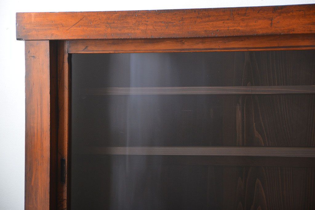 アンティーク家具　古民具・骨董　前面檜材のアンティーク重ね収納棚(水屋箪笥)