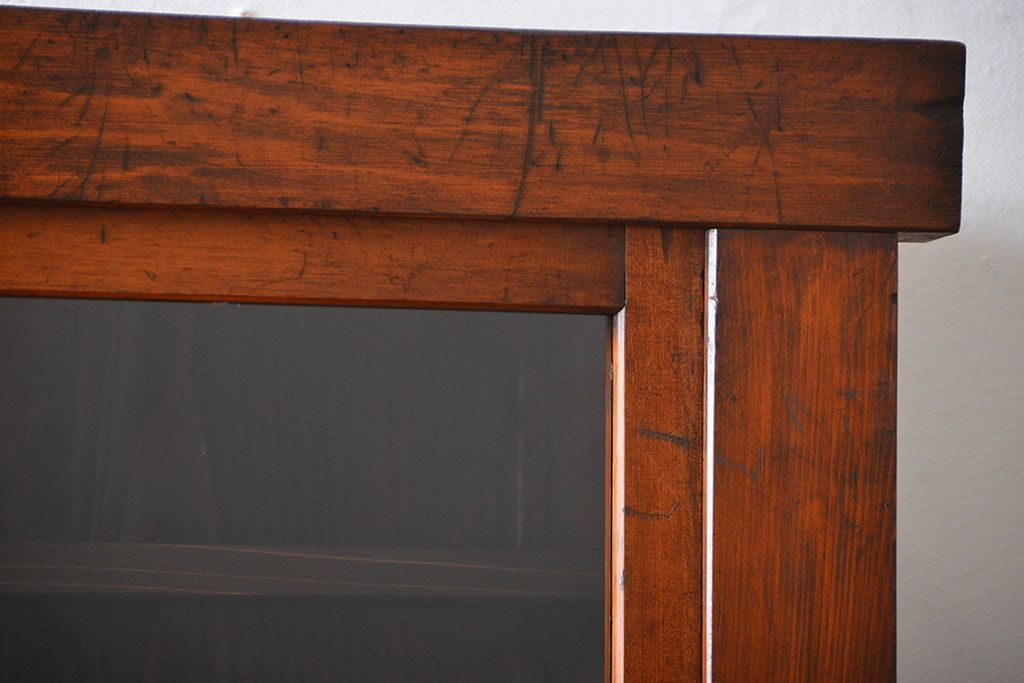 アンティーク家具　古民具・骨董　前面檜材のアンティーク重ね収納棚(水屋箪笥)