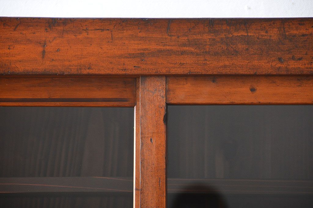 アンティーク家具　古民具・骨董　前面檜材のアンティーク重ね収納棚(水屋箪笥)