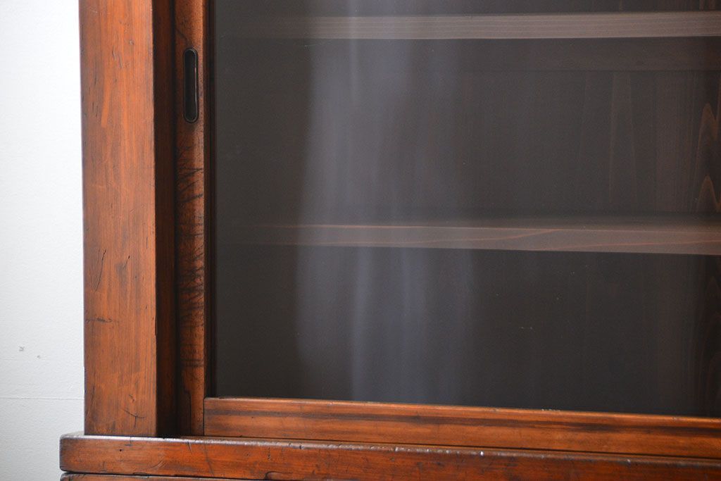 アンティーク家具　古民具・骨董　前面檜材のアンティーク重ね収納棚(水屋箪笥)