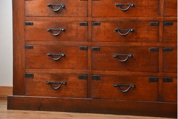 アンティーク家具　古民具・骨董　前面檜材のアンティーク重ね収納棚(水屋箪笥)