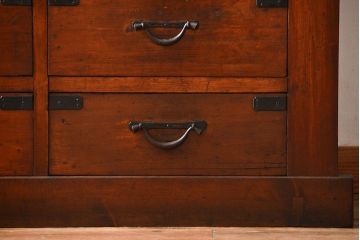 アンティーク家具　古民具・骨董　前面檜材のアンティーク重ね収納棚(水屋箪笥)