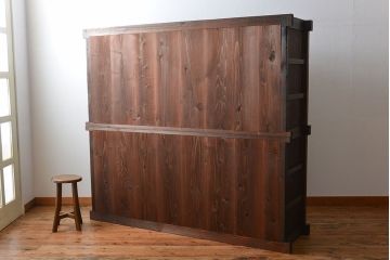 アンティーク家具　古民具・骨董　前面檜材のアンティーク重ね収納棚(水屋箪笥)